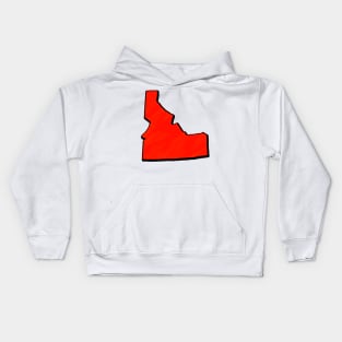 Bright Red Idaho Outline Kids Hoodie